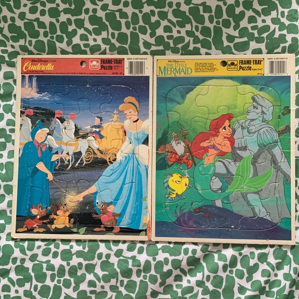 Vintage Disney Tray puzzle Cinderella and Little mermaid